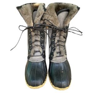 Size 11 L.L Bean  Shearling Sheepskin Leather Lace up Boots